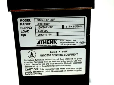 NEW ATHENA 6075-F-E1-26F TEMPERATURE CONTROLLER 6075FE126F