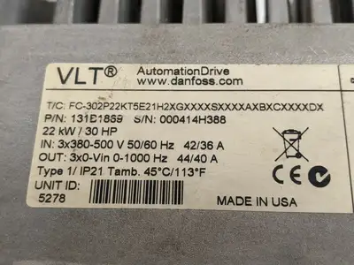 USED DANFOSS VLT AUTOMATIONDRIVE FC-302 FREQUENCY CONVERTER