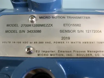 Used Micro Motion 2700 R12 BB MEZZX Sensors New Hampshire US | Bitter End Trading #1452986