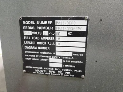 Marvel Spartan PA13/3EPC Band Saw w/ Roller Sections