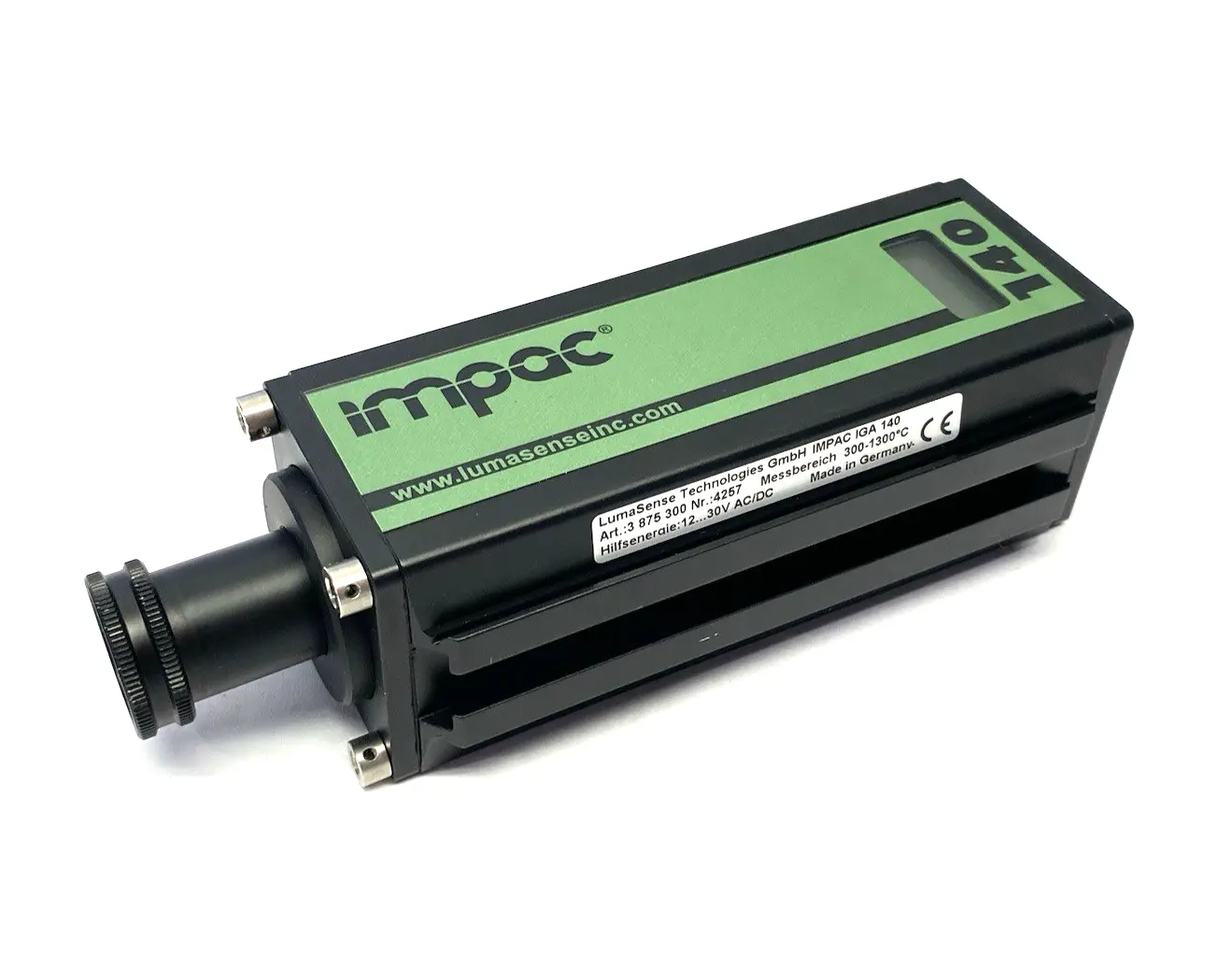 USED LUMASENSE IMPAC IGA 140 DIGITAL PYROMETER, NON-CONTACT, 300 TO 1300°C