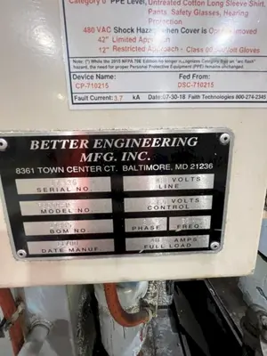 30" x 36" BETTER ENGINEERING MODEL #F-3000-P HEATED CABINET ROTARY TURNTABLE PARTS WASHER: YOBRO #24052