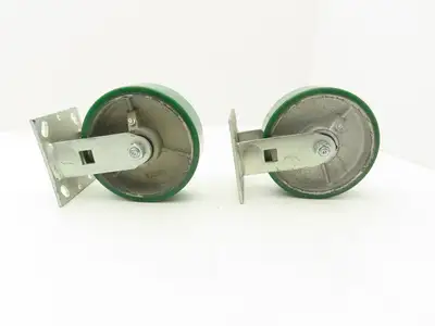 PEMCO E-6 Caster W/6" Heavy Duty Poly Covered Wheel Greaseable Bearings Lot of 2