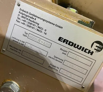 2015 ERDWICH M600/1-400 Shredders | Mohawk Machinery (6)