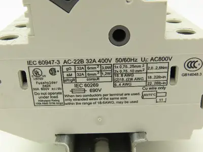 Italweber 2302038 BCH 2x38 Fuse Holder 2-Pole 32A 600V 18-8AWG 10x38 Lot of 4