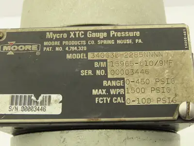 Moore 340G3BH22B5NNNN Electronic Pressure Transmitter 0-450 PSIG Flange 3"