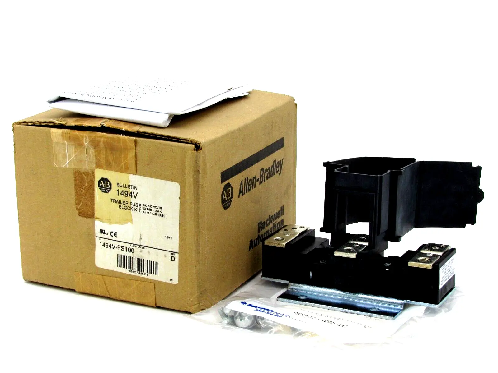 NEW ALLEN BRADLEY 1494V-FS100 TRAILER FUSE BLOCK KIT SERIES D 1494VFS100