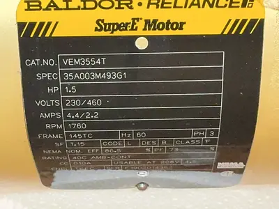 Used BALDOR RELIANCE VEM3554T Motors (misc) Ohio US | HGR 24 #1310020