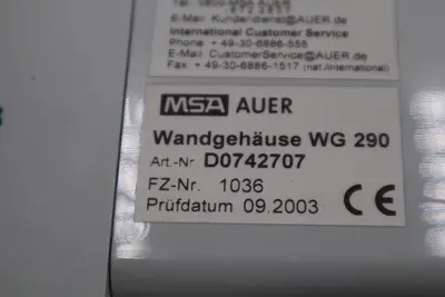 MSA Auer Wandgehäuse WG290 GEB D0742707 STOCK 1387-C