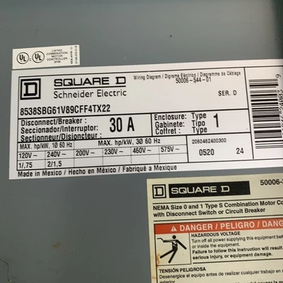 NEW Square D 8538SBG61V89CFF4TX22