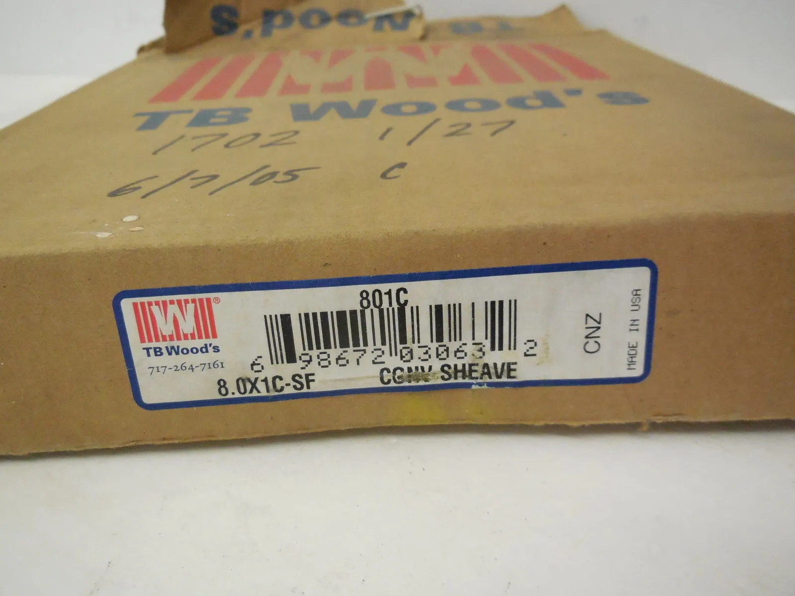 NEW TB WOODS 801C SHEAVE 8.0X1C-SF 80X1CSF