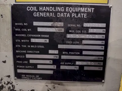 3,000 LBS C.W.P. MODEL #2.5 RD DUAL COIL REEL UNCOILER: YOBRO #25066