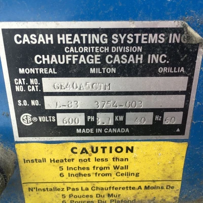 Caloritech 40kW Forced Air Heater