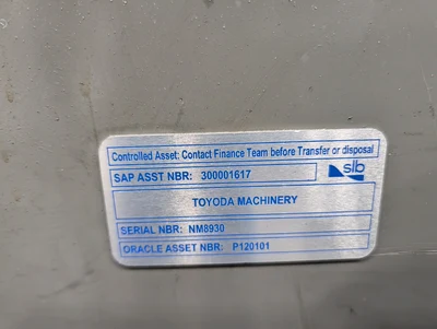 2000 Toyoda FA630 Horizontal Machining Center 200/3/60 W/ GE Fanuc Series 16i-M Control (No