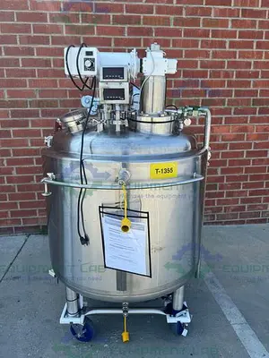 USED PRECISION STAINLESS 500 LITER STAINLESS STEEL JACKETED REACTOR  W/ 0.5 HP MIXER