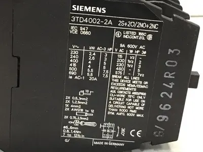 Used SIEMENS 3TF40 3TD4002-2A PLC Contactors Michigan US | Ideal Machinery #1308825