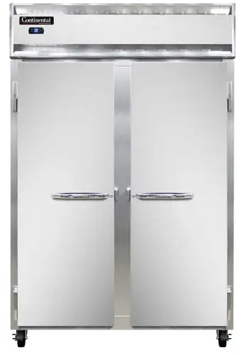 Continental 2RNSS 52" Two Section Reach In Refrigerator, (2) Left/right Hinge Solid Doors, 115v