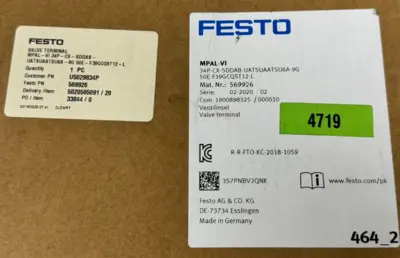 NEW FESTO MPAL-VI 34P-CX-SDDAB-UATSUAATSU6A-9G50E-F39GCQST12-L VALVE TERMINAL