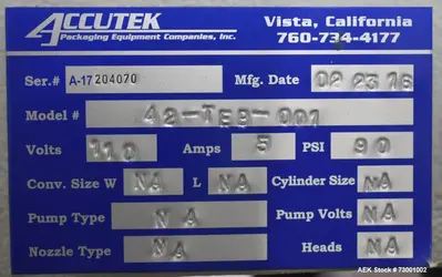 Used ACCUTEK TE Cappers Illinois US | Aaron Equipment #86994