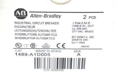 10 NEW BOXES OF 2 ALLEN BRADLEY 1489-A1D005 SER. A CIRCUIT BREAKERS 1489A1D005