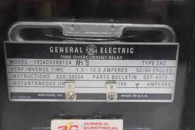 GE Type IAC Time 12IAC53B812A RELAY TIME OVERCURRENT - STOCK GF171