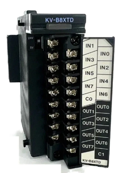 Keyence KV-B8XTD 8/8-Point Screw Terminal Block, MOSFET (Sink), with Overcurrent [New]
