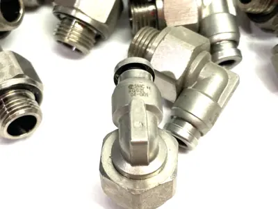 USED SMC METAL MALE ELBOW SWIVEL FITTING 10MM OD TUBE