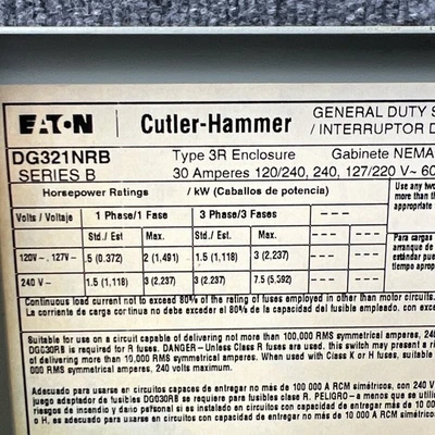 Used Eaton DG321NRB Misc Electrical & Power Parts California US | Davliegogo LLC #1710197
