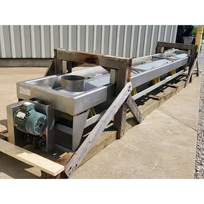Used FEC 18"W X 21'-5"L Stainless Steel Vibrating Pan Spreader Feeder Conveyor