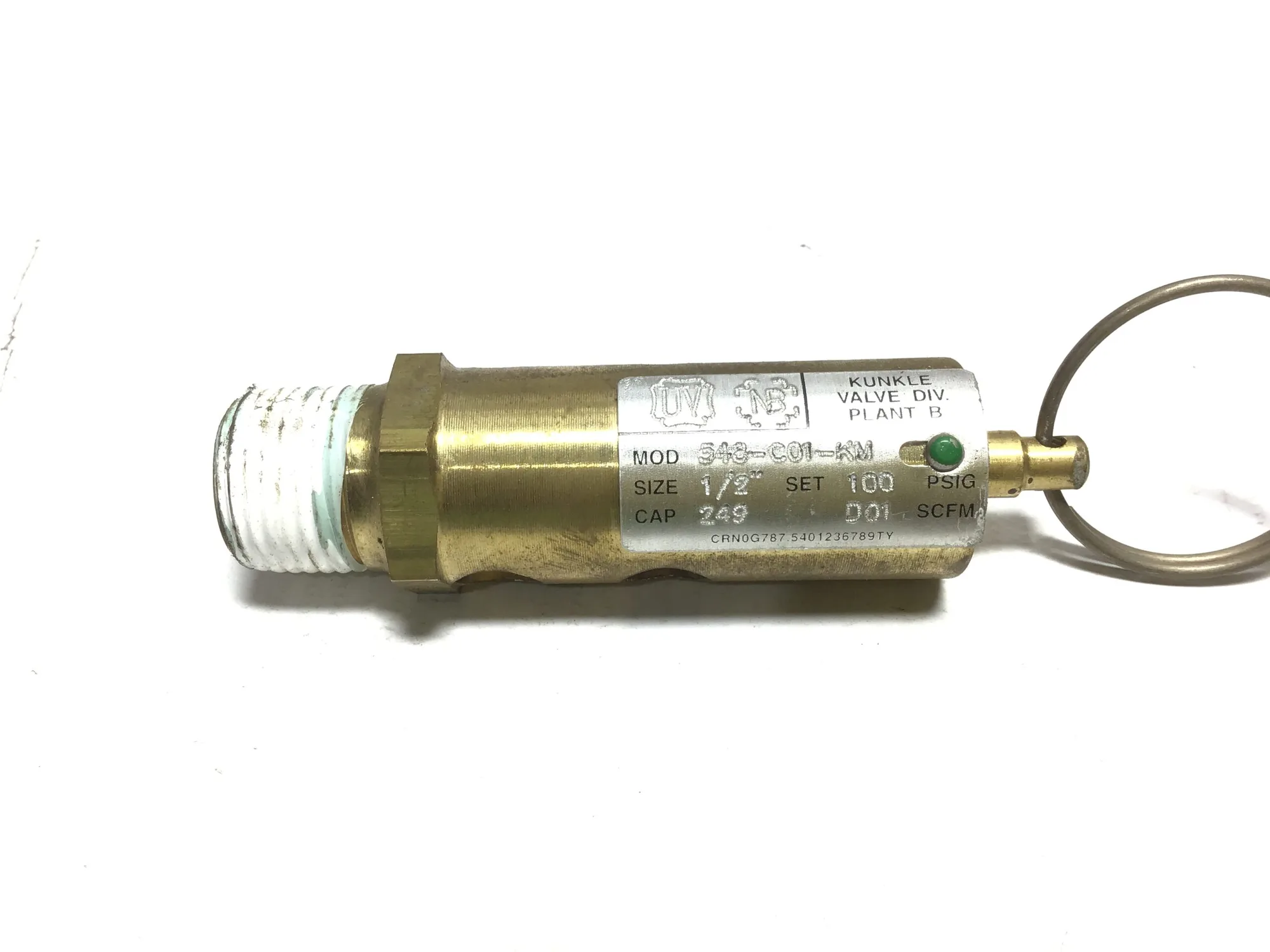 Kunkle 548-C01-KM0100 Safety Relief Valve 1/2″ Cap 249 Set 100 PSIG