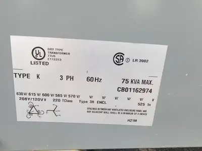 75 kVA Temporary Power Distribution Cart 600V Pri. 208Y/120V Sec.