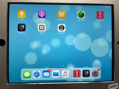 Used BBBQ Used 9.7 Inch Apple Ipad Air Tablet POS Terminal and Locking Stand - No Key Restaurant Front of House Furnishings Illinois US | Falcon Restaurant Supply #1375824