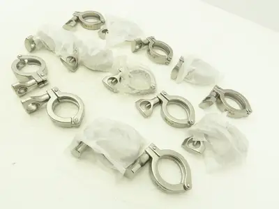 1-1.5 Steel Bolted Sanitary Clamp 304SS 1" to 1-1/2" Pipe Lot of 14