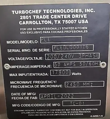 USED TURBOCHEF PLEXOR A3  TC-01