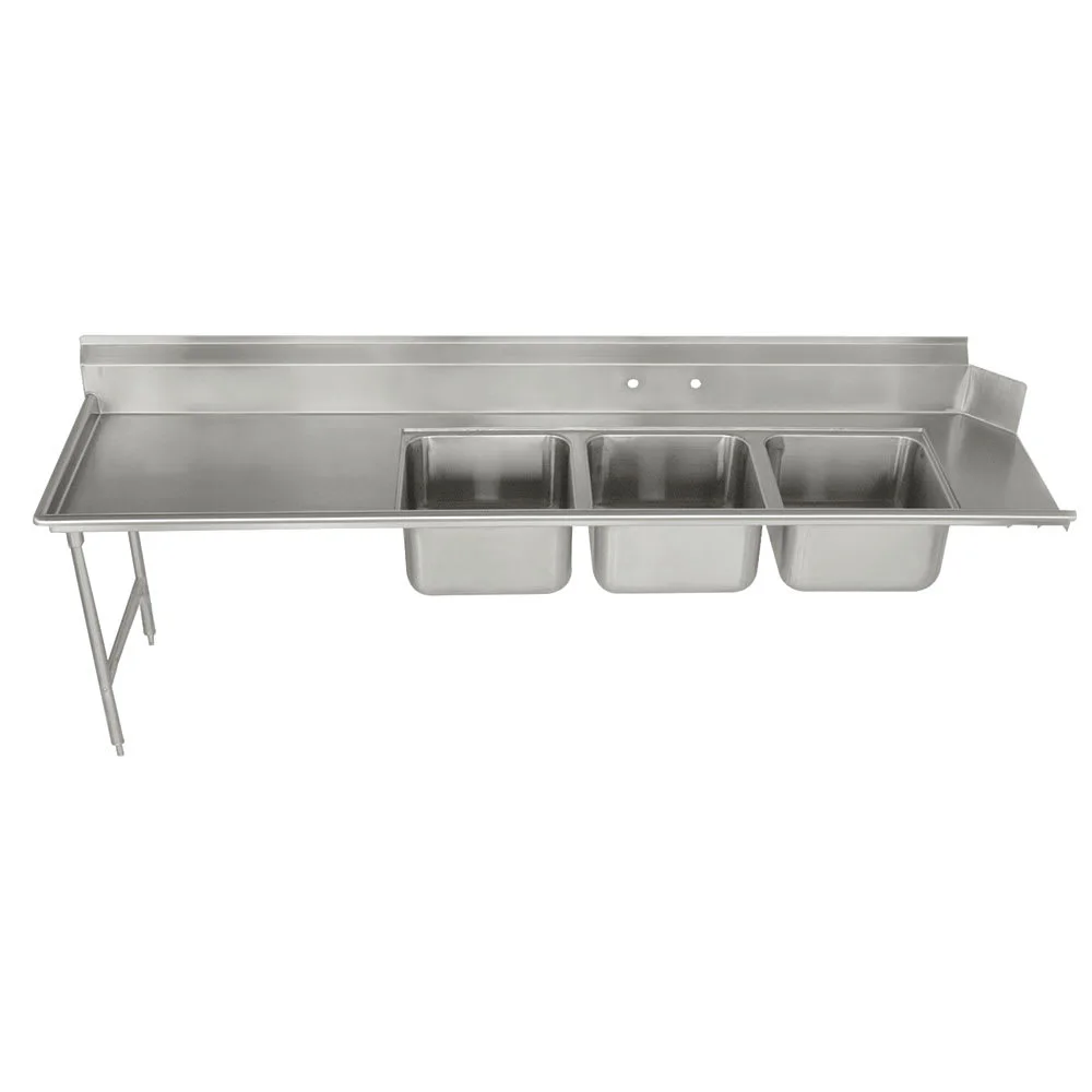 Advance Tabco DTC-3-2020-96L Dish Table - (3) 20" x 20" x 12" Bowls, 23" Left Drainboard, 16 ga 304 Stainless