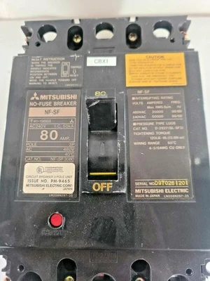 Mitsubishi Electric No-Fuse Breaker NF-SF Circuit 80 Amp NF-SF3080 3 Pole 480V
