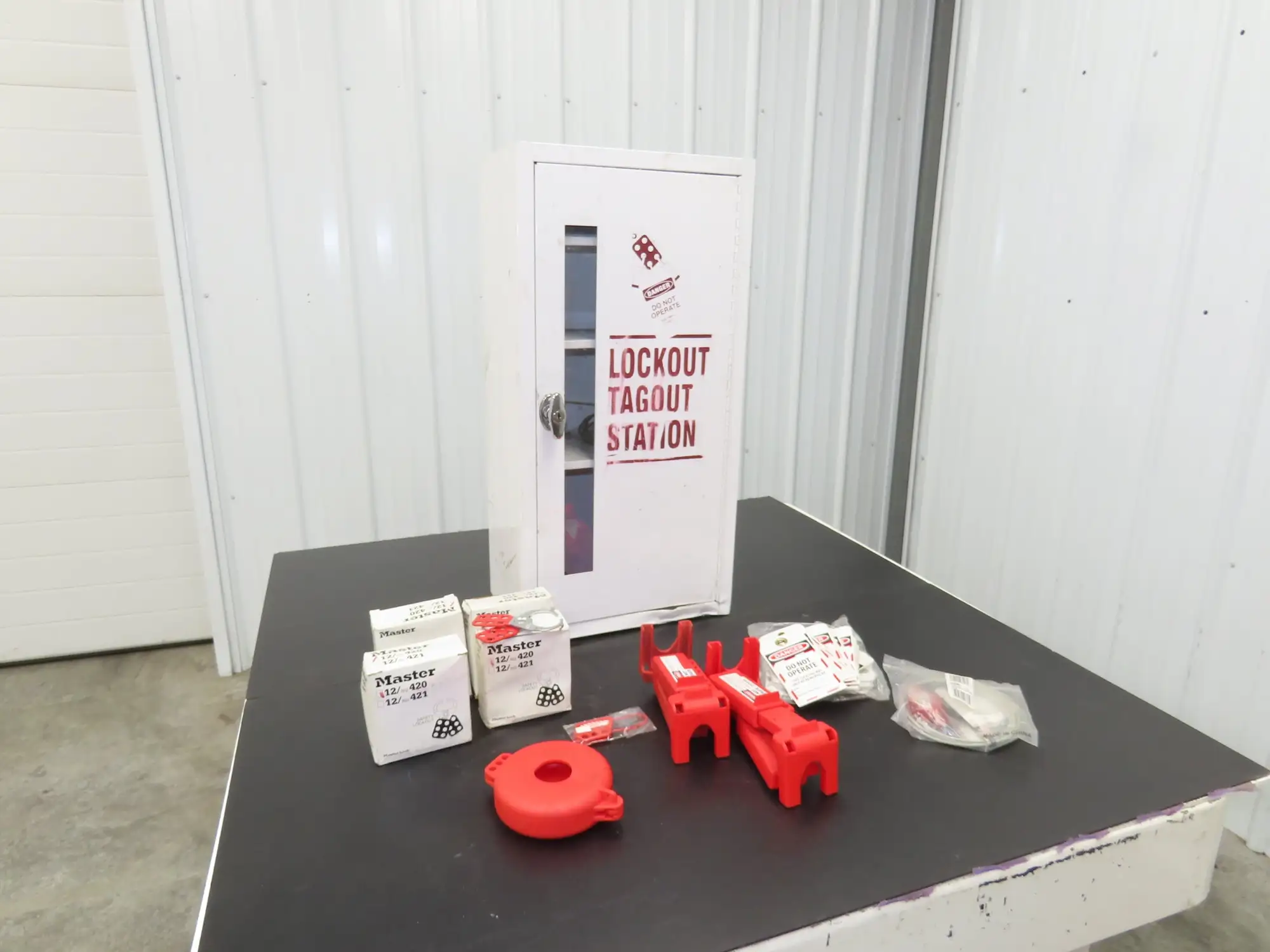 60+ Piece Lockout Tagout Station Scissor Hasp Cable & Valve Lockout Various Tags