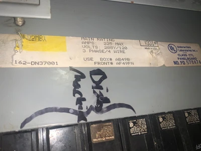 GE A-Series II Main Lug Breaker Panel 225A, 208Y/120VAC, 42 Sp