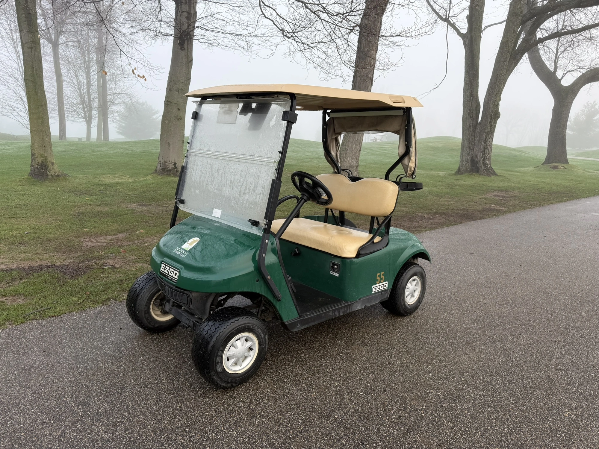 (1) 2017 E-Z-Go golf cart with a Kawasaki gas engine, model 625111G01, includes canopy, ball cover, ...