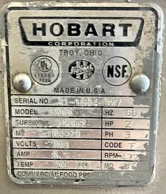 Used 2009 HOBART H-600T Planetary Mixers Ohio US | Palm Beach Restaurant Equipment, LLC #1421263