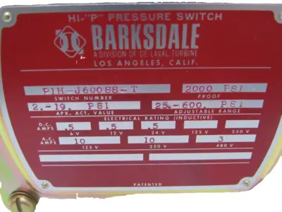 NEW BARKSDALE P1H-J600SS-T PRESSURE SWITCH P1HJ600SST
