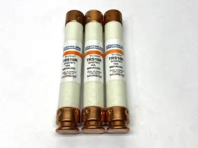 USED FERRAZ SHAWMUT DUAL ELEMENT TIME-DELAY FUSE 600V AC/DC 10A LOT OF 3
