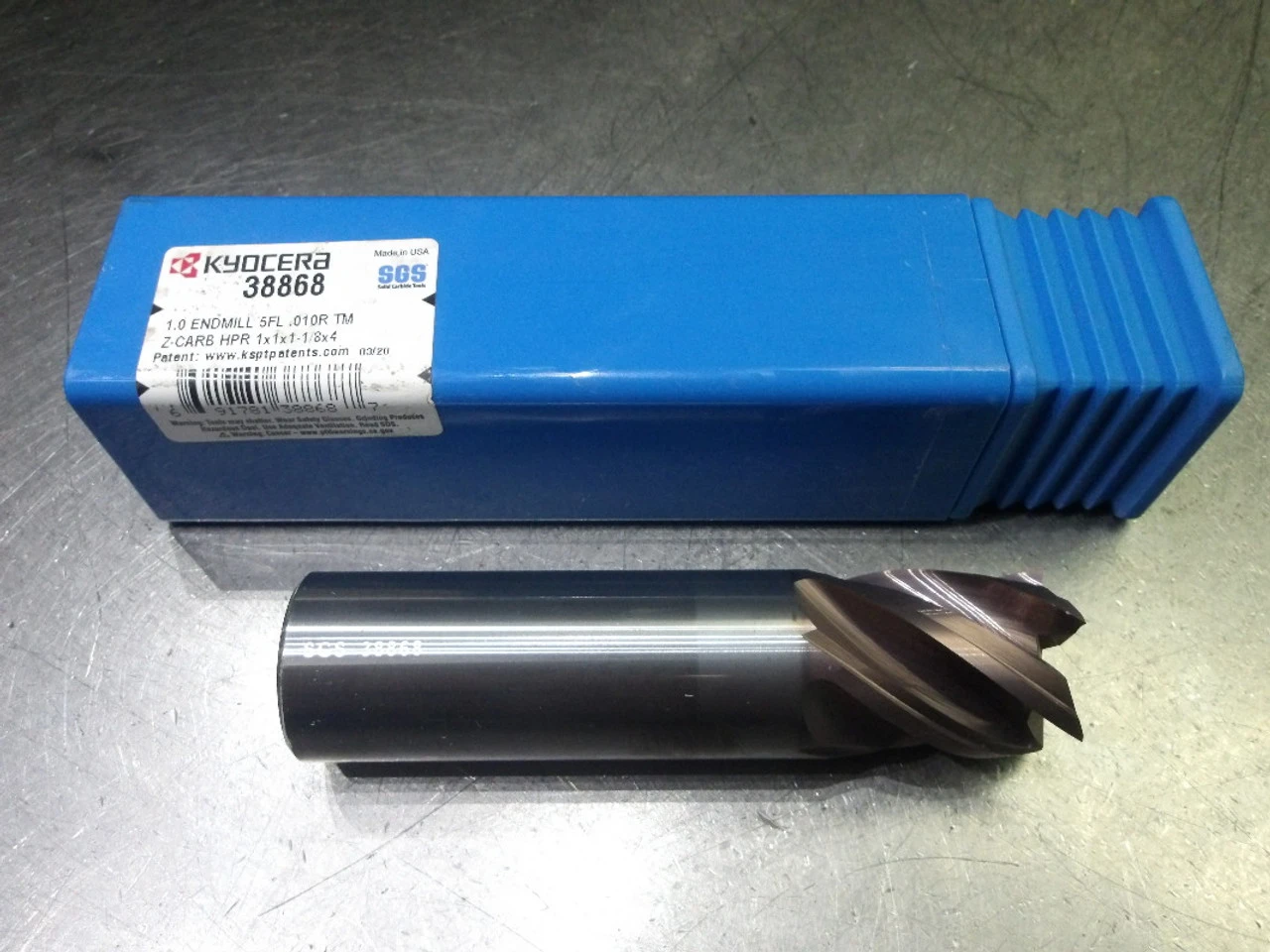 Kyocera/SGS 1" 5 Flute Carbide CR Endmill 1" Shank .01" R 38868 (LOC143A)