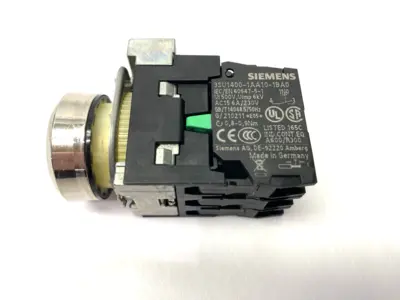 USED SIEMENS ILLUMINATED PUSHBUTTON GREEN DAMAGED BUTTONHEAD