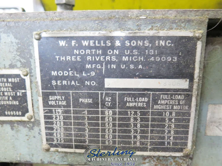 Used W.F. WELLS L-9 Horizontal Band Saws California US | Sterling Machinery Exchange #1465870