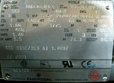NEW US MOTORS 10706586-100 MOTOR WITH BRAKE 1HP 460V 7/8" DIA. 105601100DLF JDEM