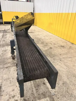 16' LONG X 12" WIDE METAL BELT PARTS TRANSFER CONVEYOR: STOCK #21669