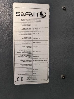 Pre-owned SAFANDARLEY, ELECTRIC PRESS BRAKE, 80" x 55 TON CAPACITY MODEL E- Brake 50-2050