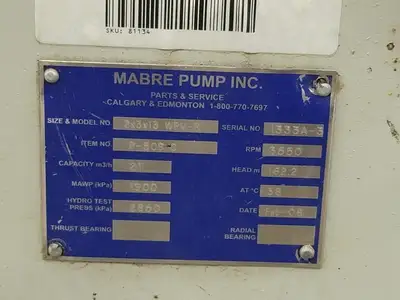 USED 2008 MABRE PUMP WPV-R