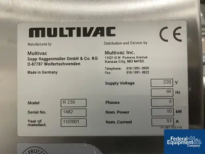 USED MULTIVAC Multivac Thermoformer, Model R230